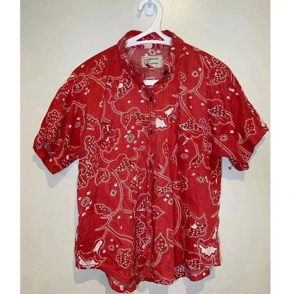 Current /Elliott Red Floral Paisley Button Up Blouse NEW - Picture 3 of 4